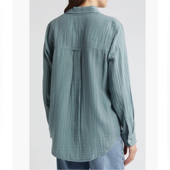 Rails Ellis Cotton Gauze Button Up Shirt in Aloe, Size S - Picture 2 of 13